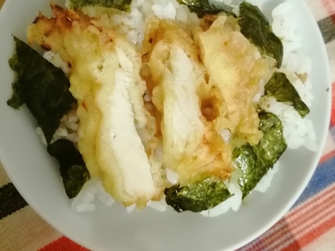 とり天と鰹節と海苔のつゆ丼